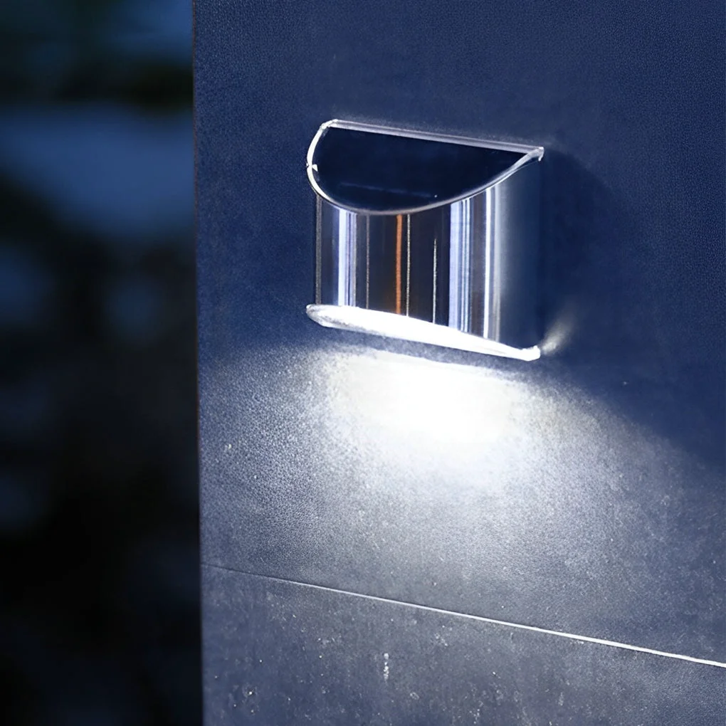 High-Grade Stainless Steel Minimalist Waterproof Silver Modern Solar Wall Lamp Premium