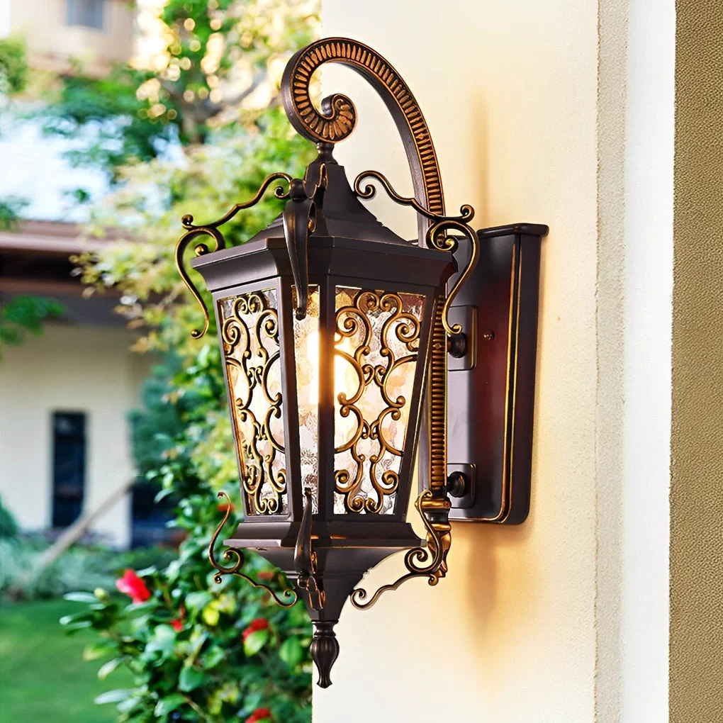 Detailed Retro Pattern Outdoor Waterproof European Style Wall Lamp Exterior Lights Exclusive