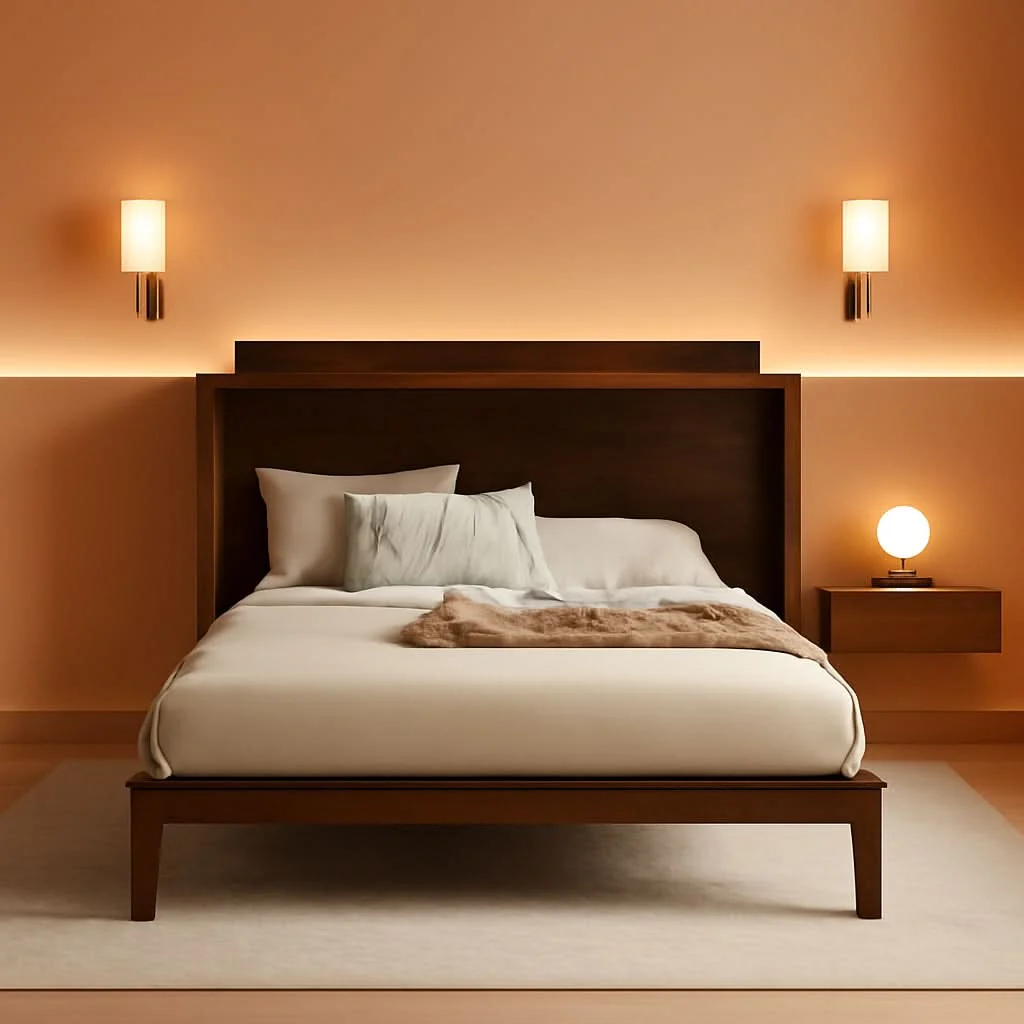 Comfortable Queen Murphy Bed Cabinet Charging Station WalnutFinish High-Quality