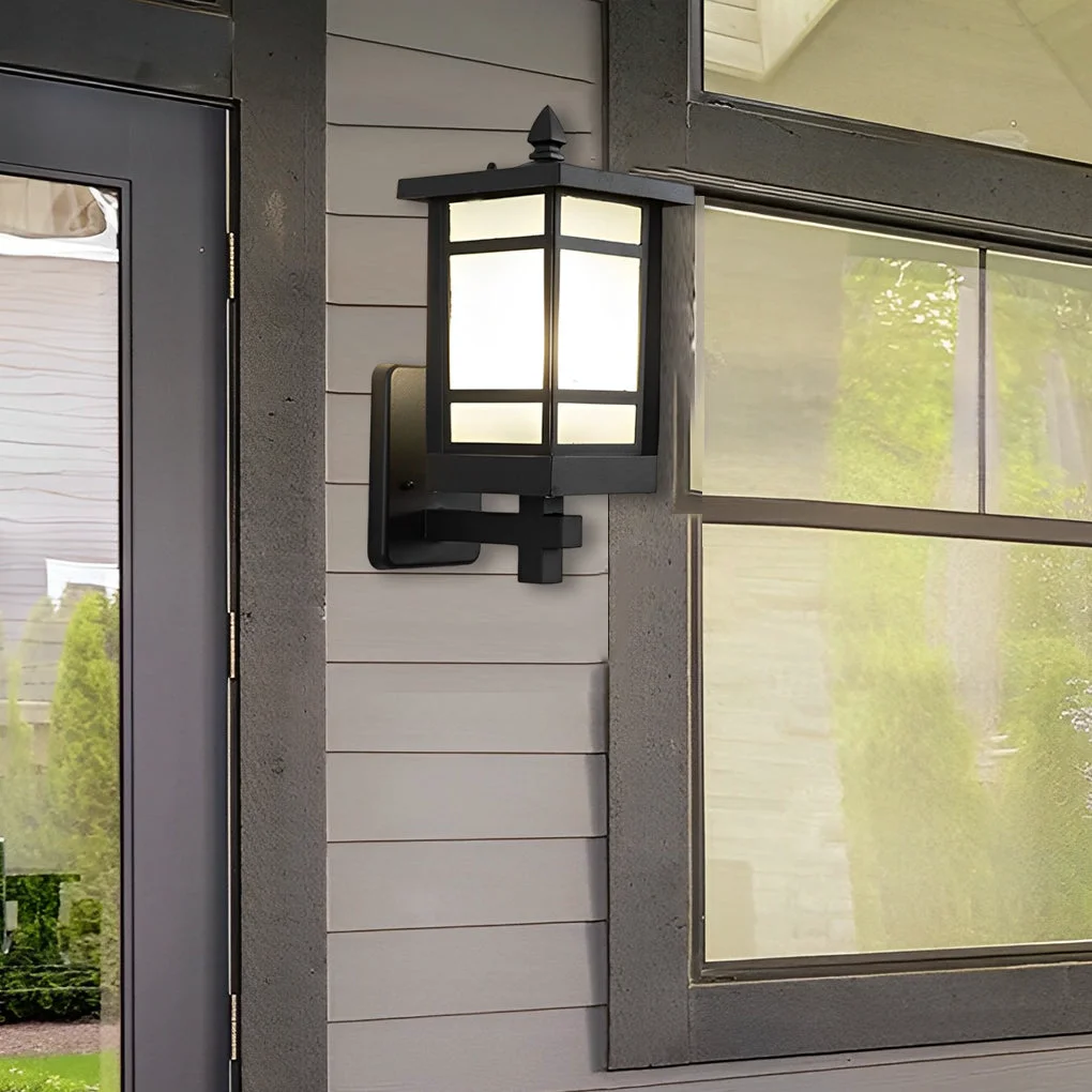 Fine Crafted Vintage Waterproof LED Glass Matte Black Retro Wall Lamp Exterior Lights Solid