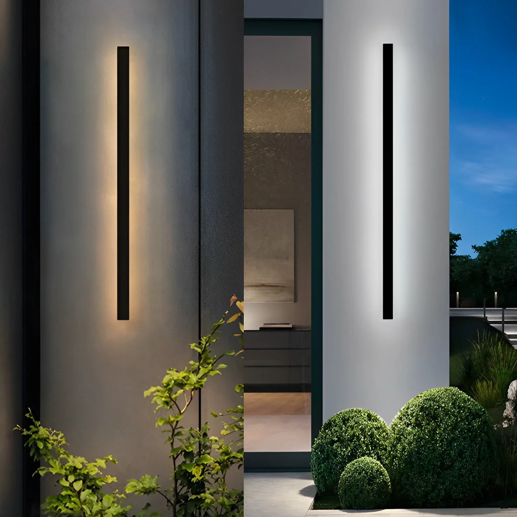 Versatile Minimalist Long Strip LED Waterproof Black Modern Solar Wall Sconce Lighting Official