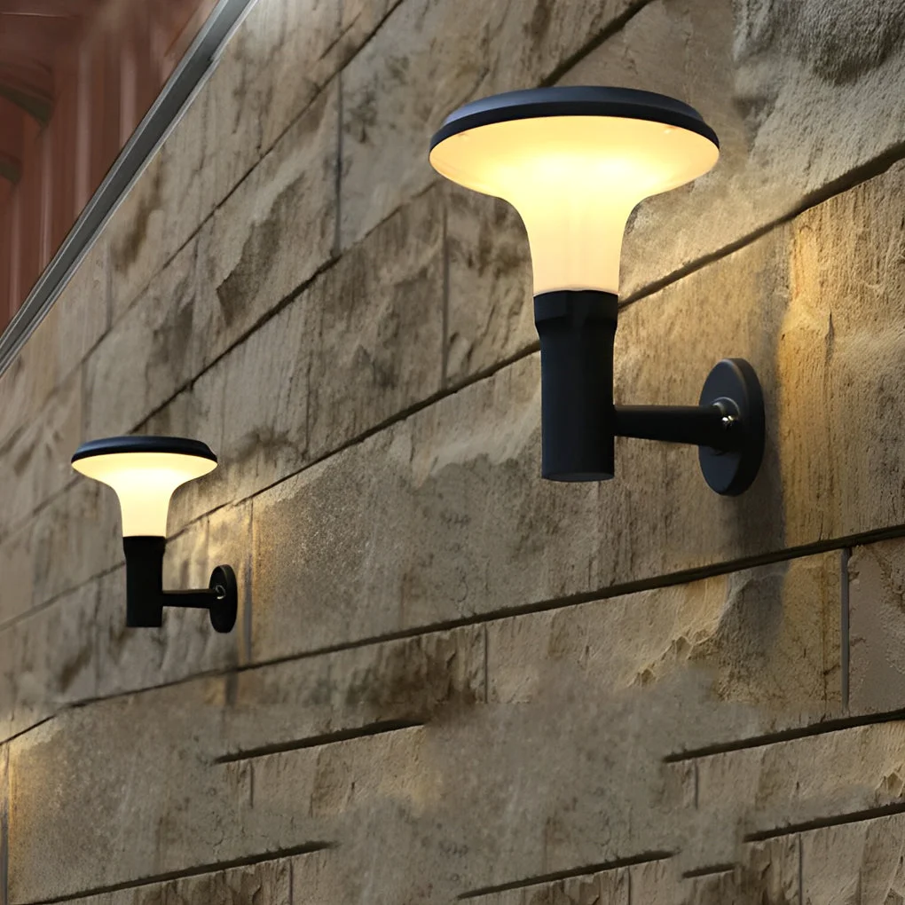 Exclusive Round Flower LED Waterproof Black Modern Solar Wall Lamp Wall Sconces Lighting Crafted