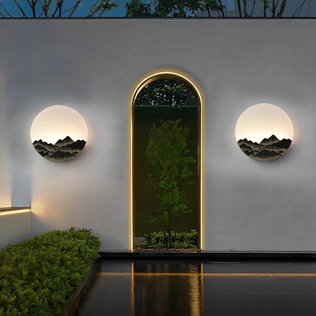 Specialty Round Creative Mountain Scenery LED Waterproof Modern Outdoor Wall Lamp Premium Material