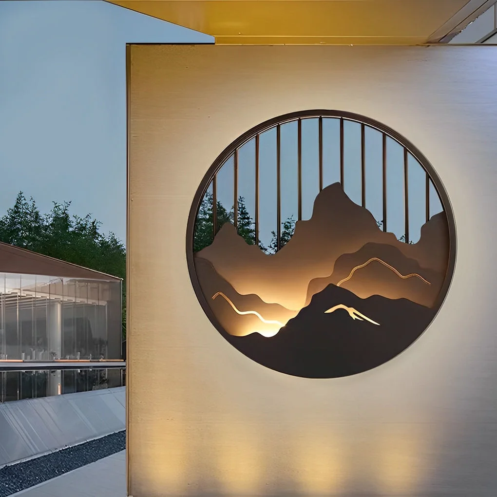 Enhanced Round Mountain Scenery LED Waterproof Outdoor Wall Sconce Lighting Modern