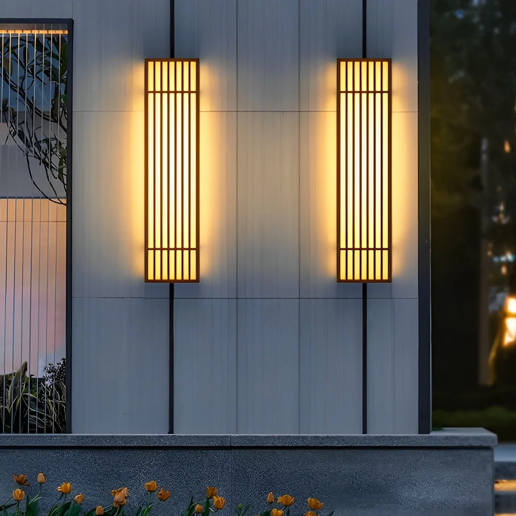 Quality Retro Vertical Stripe Grid LED Waterproof Brown Outdoor Wall Lamp Next-Generation