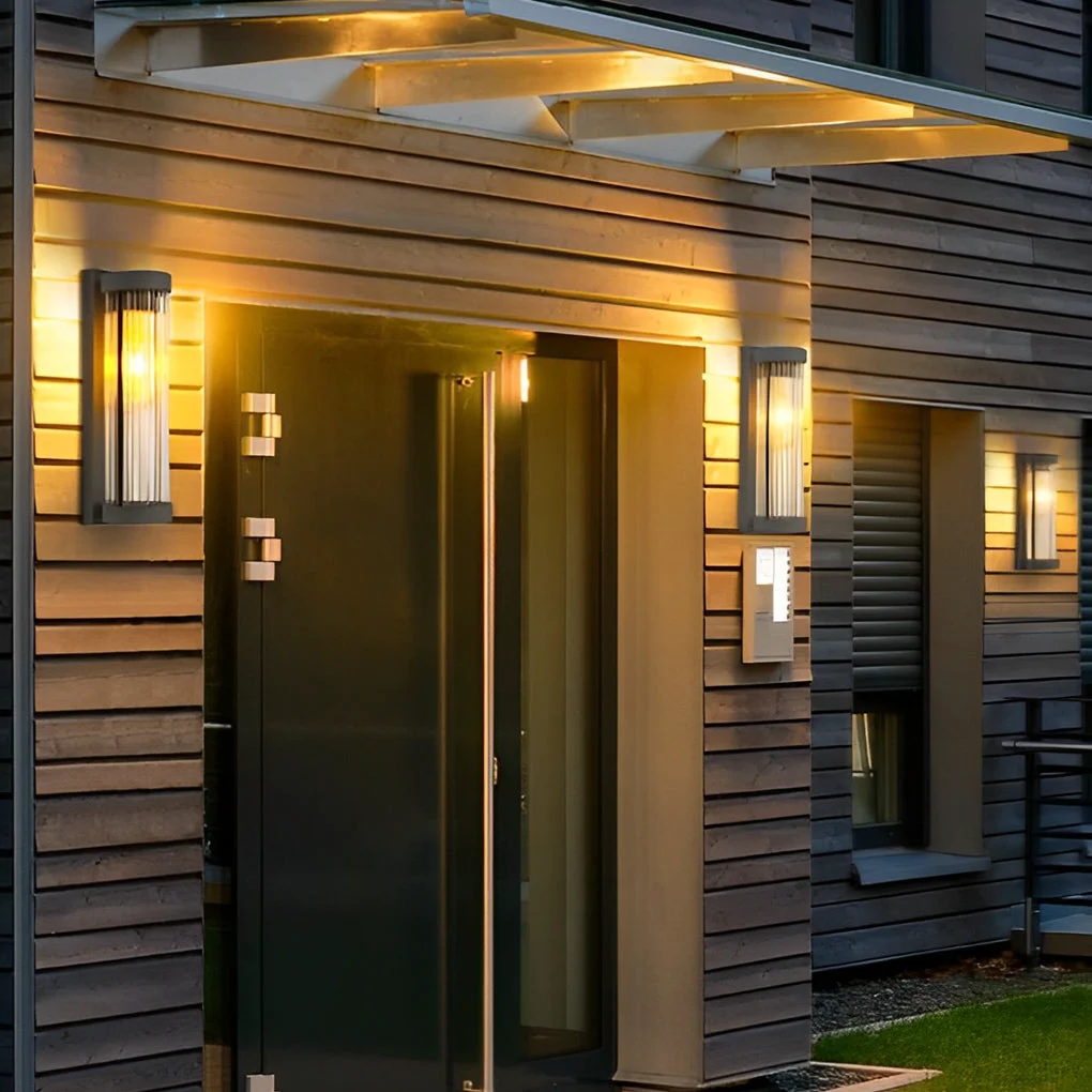 World-Class Creative Glass Waterproof LED Black Modern Solar Wall Lamp Exterior Lights Green