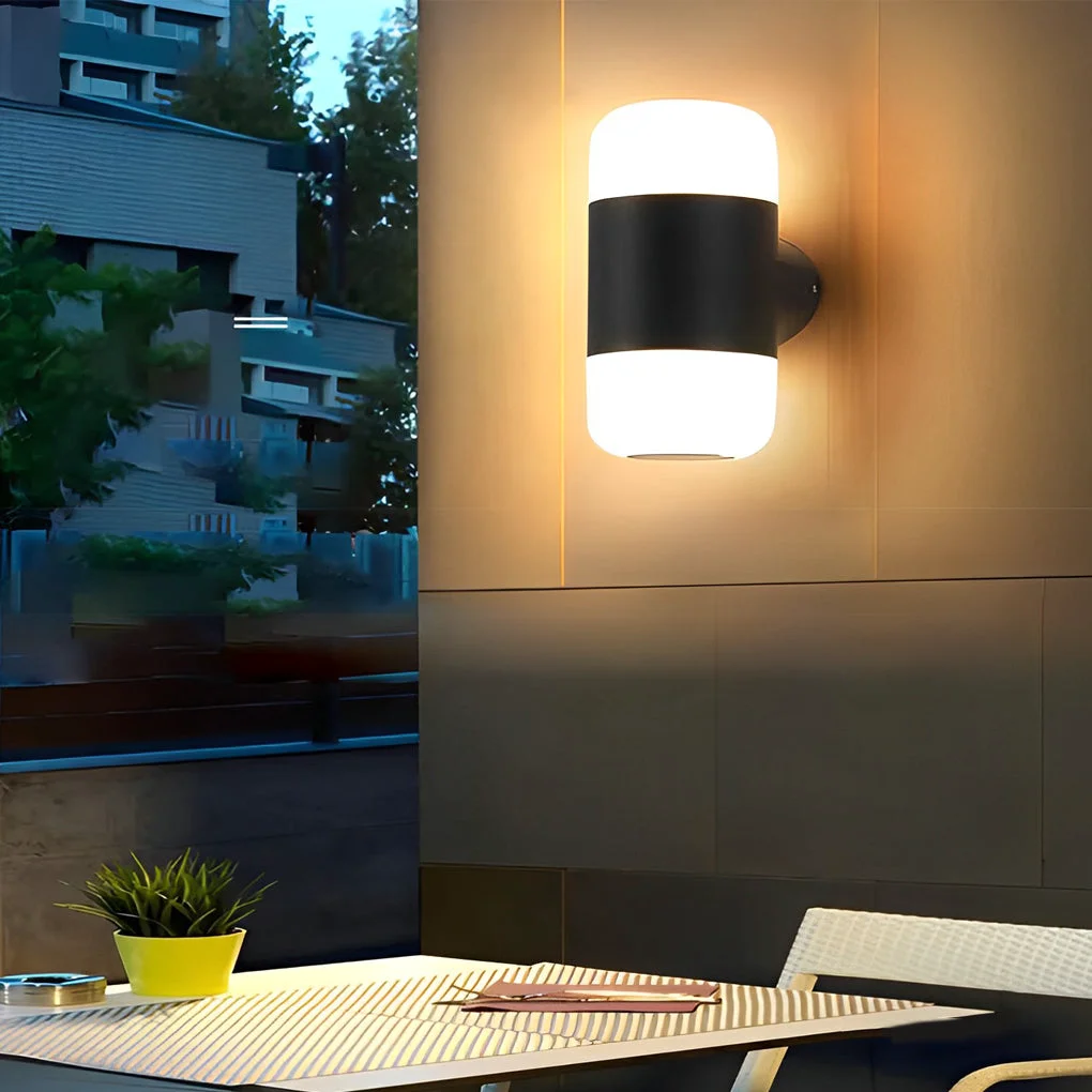 Proven Round Up and Down Light LED Waterproof Black Modern Outdoor Wall Lamp Flexible