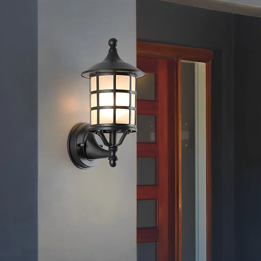 Advanced Retro Round Three Step Dimming Black European-style Solar Wall Sconces Modern