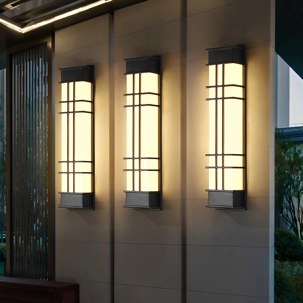 Sophisticated Retro Rectangular Waterproof LED Black Traditional Outdoor Wall Lamp Clean