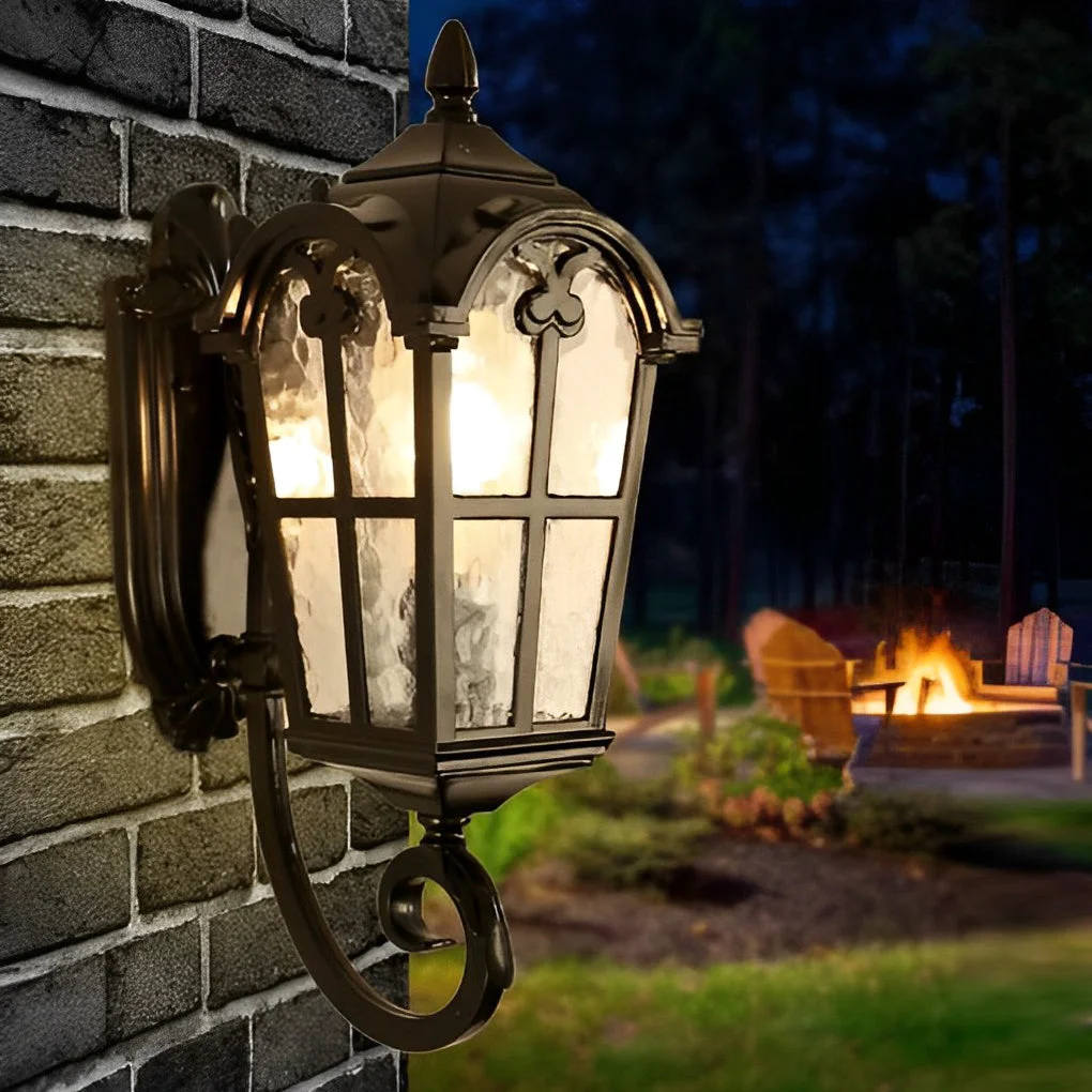 Long-Lasting Vintage Glass Waterproof Black European-style Outdoor Wall Lamp Exterior Lights Next-Generation