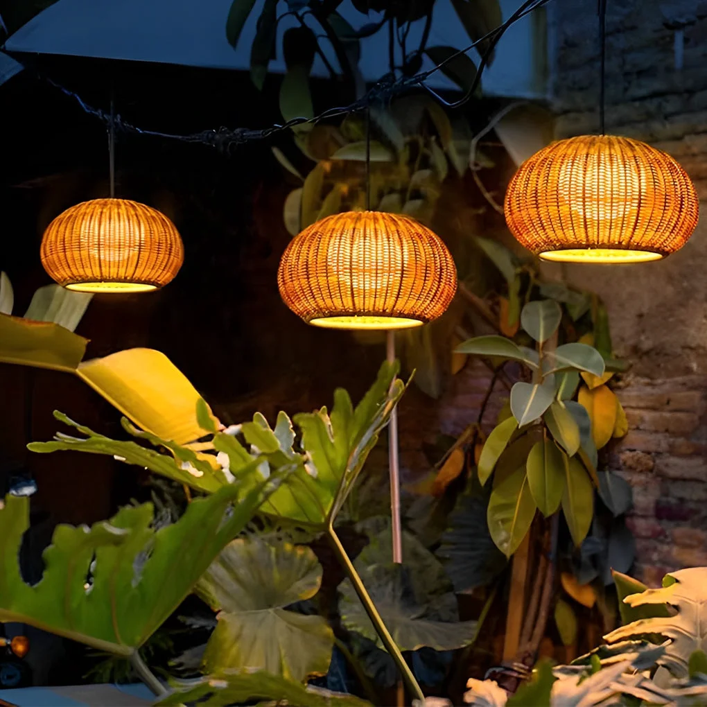 Smart Lantern Shaped Waterproof Rattan Modern Outdoor Wall Lamp Chandelier Quality