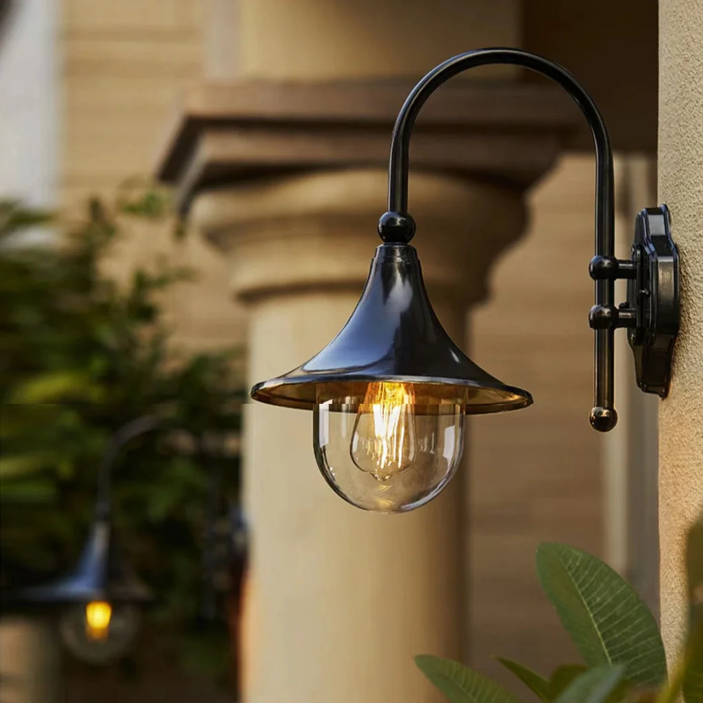 Exceptional Creative Trumpet Shaped Waterproof LED Black Vintage Outdoor Wall Lamp Easy-to-Use
