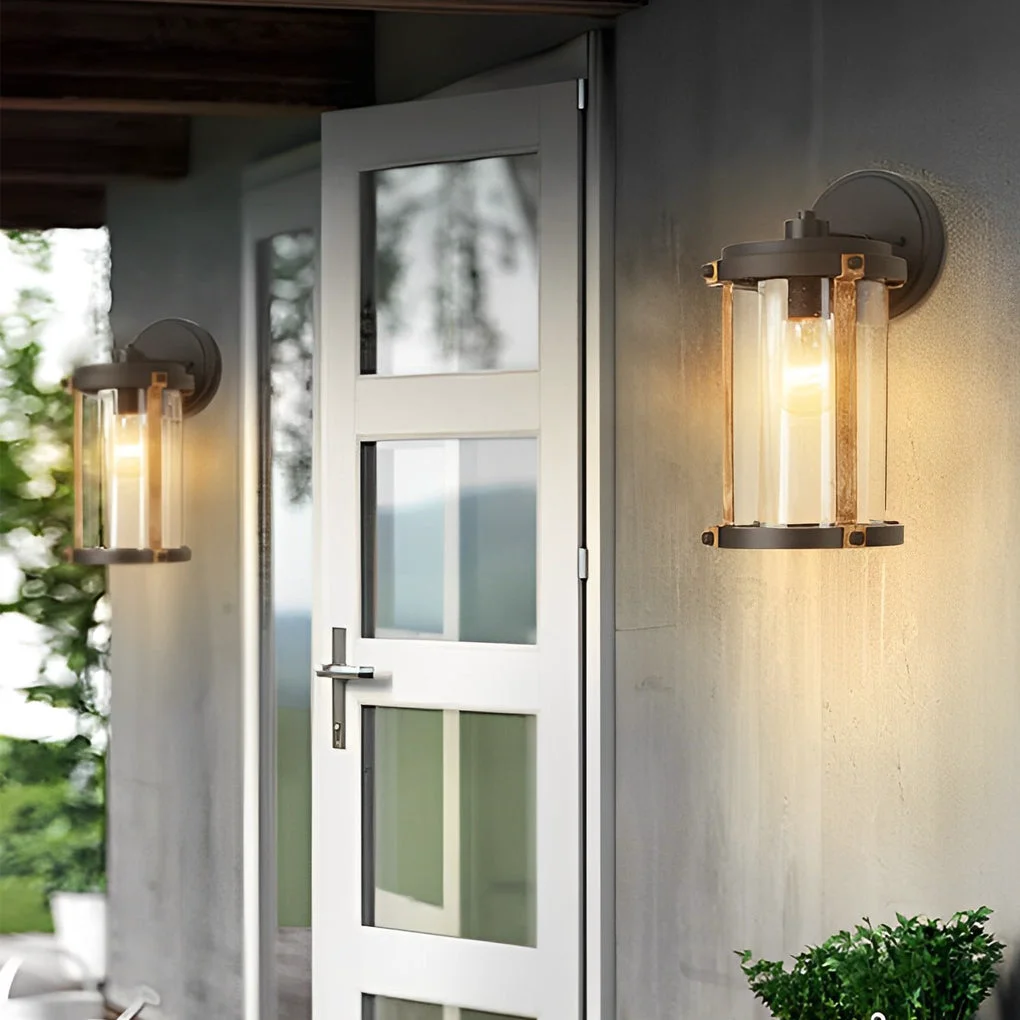 Modern Vintage Waterproof Glass Black Industrial Style Outdoor Wall Sconces Lighting Premium Material