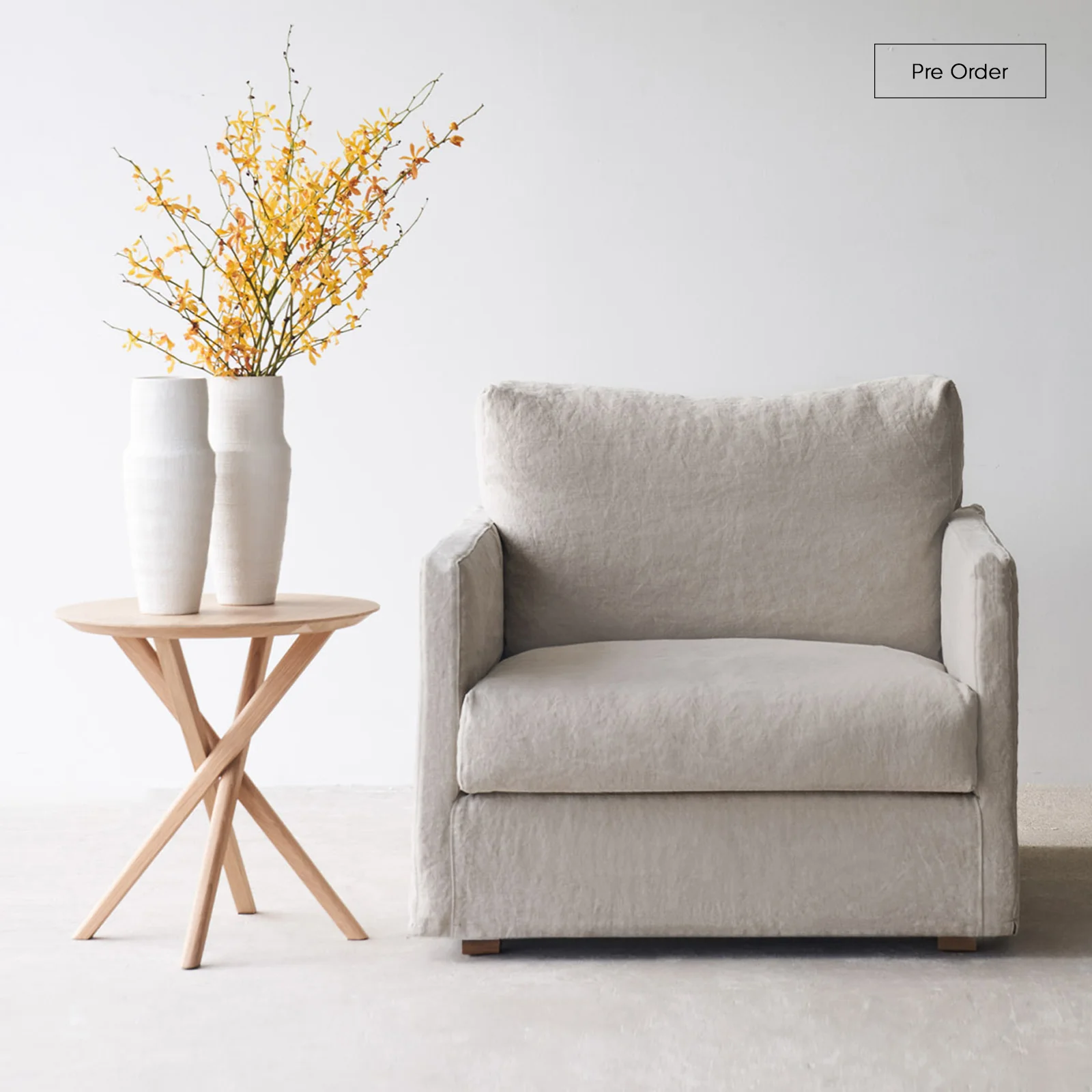 Organic Island Armchair Bespoke Fabric Sustainable