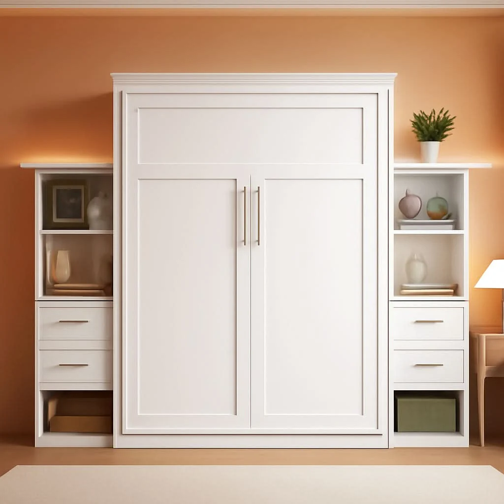 Durable Full Murphy Wall Bed With Wardrobe Storage Solutions Safe