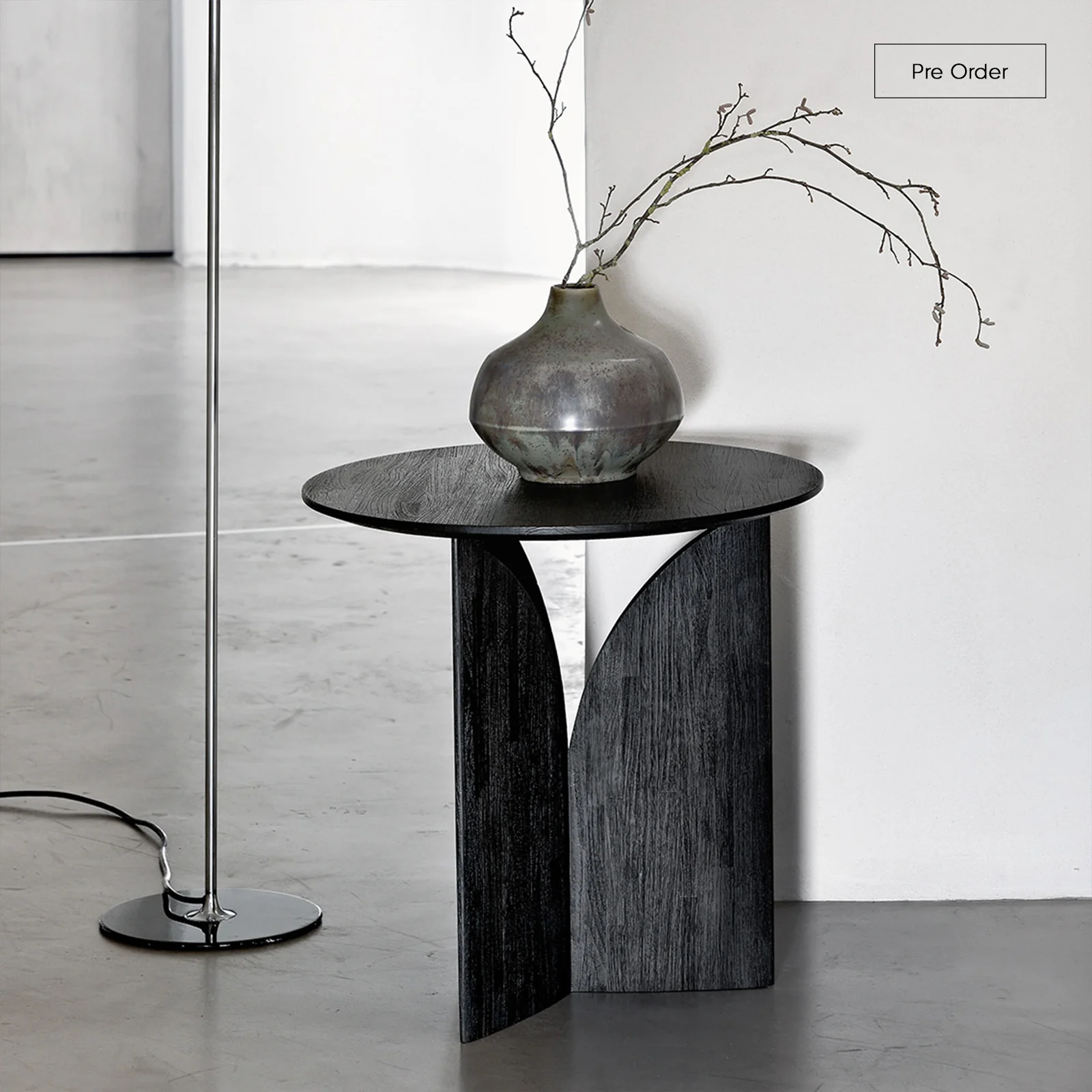 Prestigious Fin Side Table Black Teak 50cm Functional