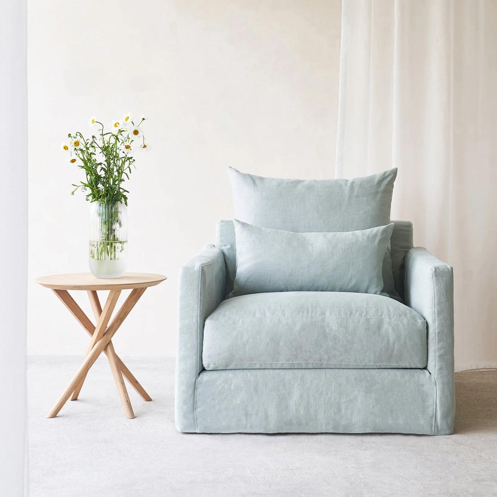 Fashionable Sloopy Fabric Armchair Celadon Specialty