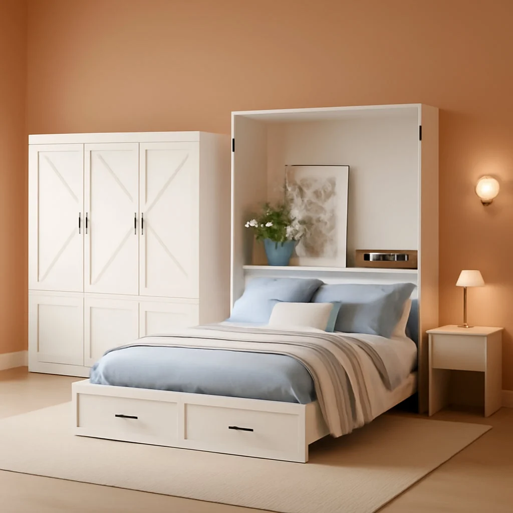 Clean Queen Murphy Bed Cabinet With Integrated USBCharge Proven