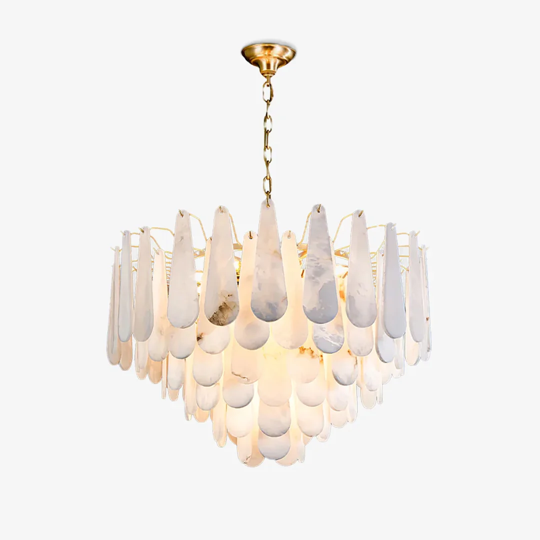 Relaxed Drop Shape Alabaster Chandelier Contemporary