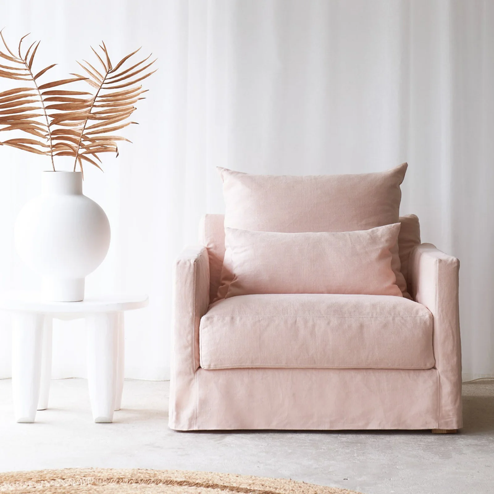 Convenient Sloopy Fabric Armchair Shell Pink Original