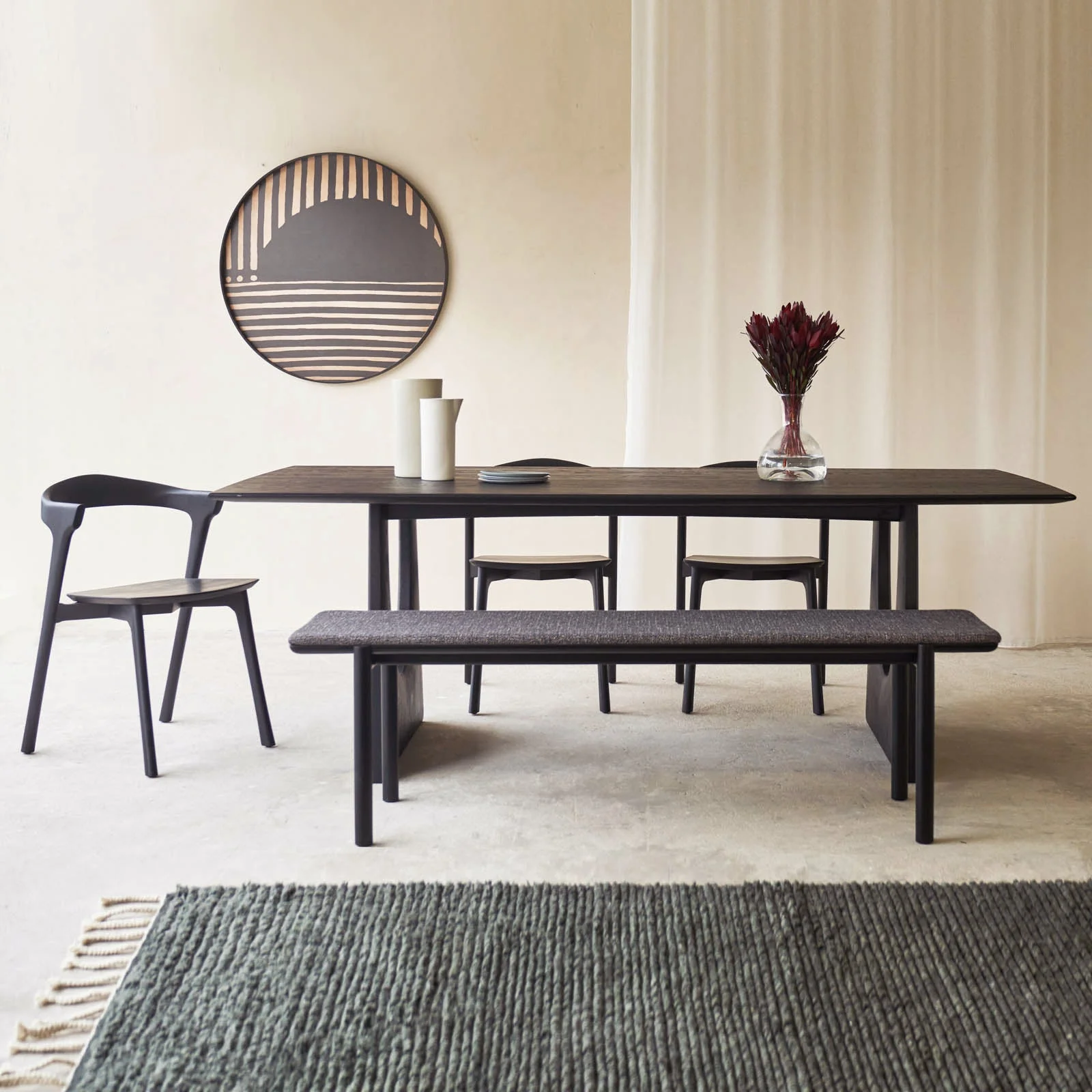 Healthy Geometric Dining Table Oak – Black Genuine