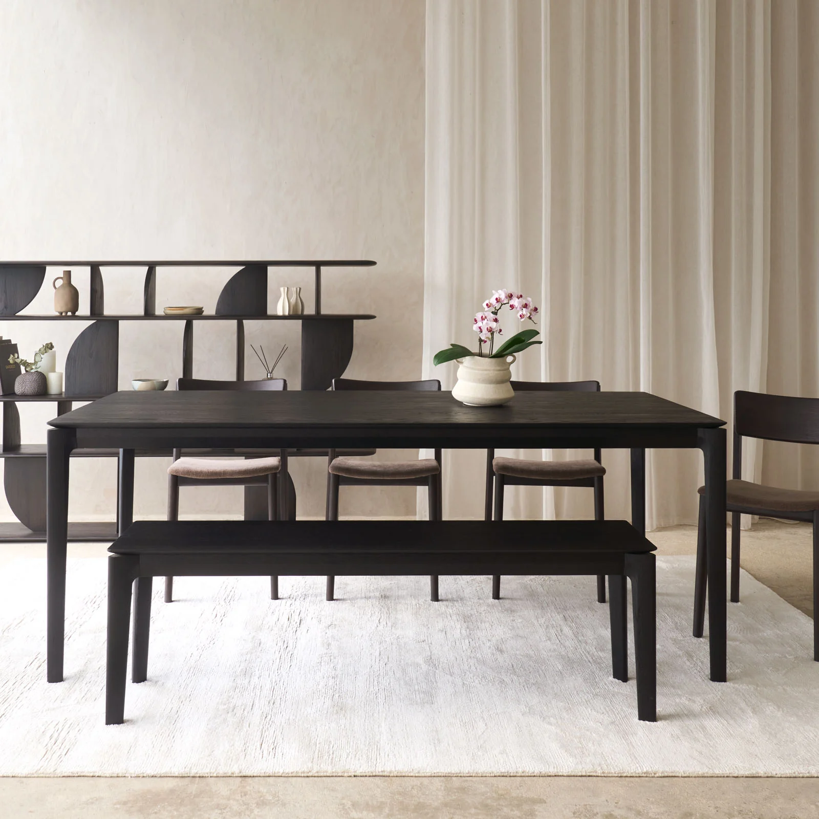 High-Performance Bok Dining Table Oak – Black Advanced