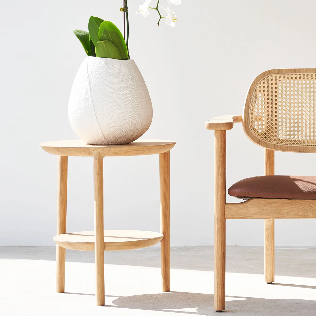 Eco-Friendly Bok Side Table Oak 43cm Genuine