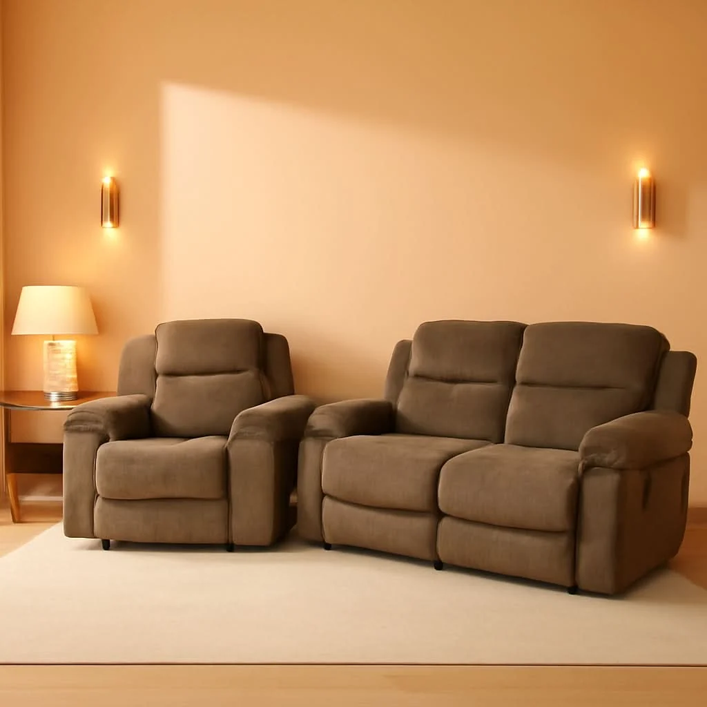Fast Corduroy Living Room Set Reclining Sofa Loveseat Taupe Durable