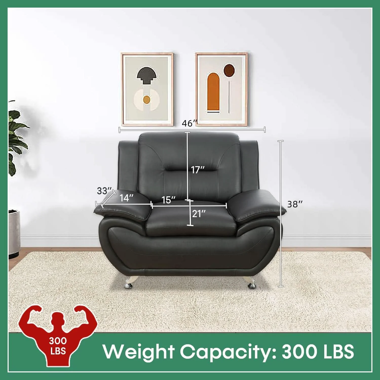Relaxed Leather Sofa Set 3 Piece Black Living Room Furniture Optimized