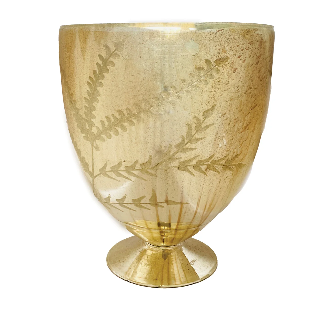 Clean Etched Mercury Glass Footed Vase Antique Silver Finish Exceptional
