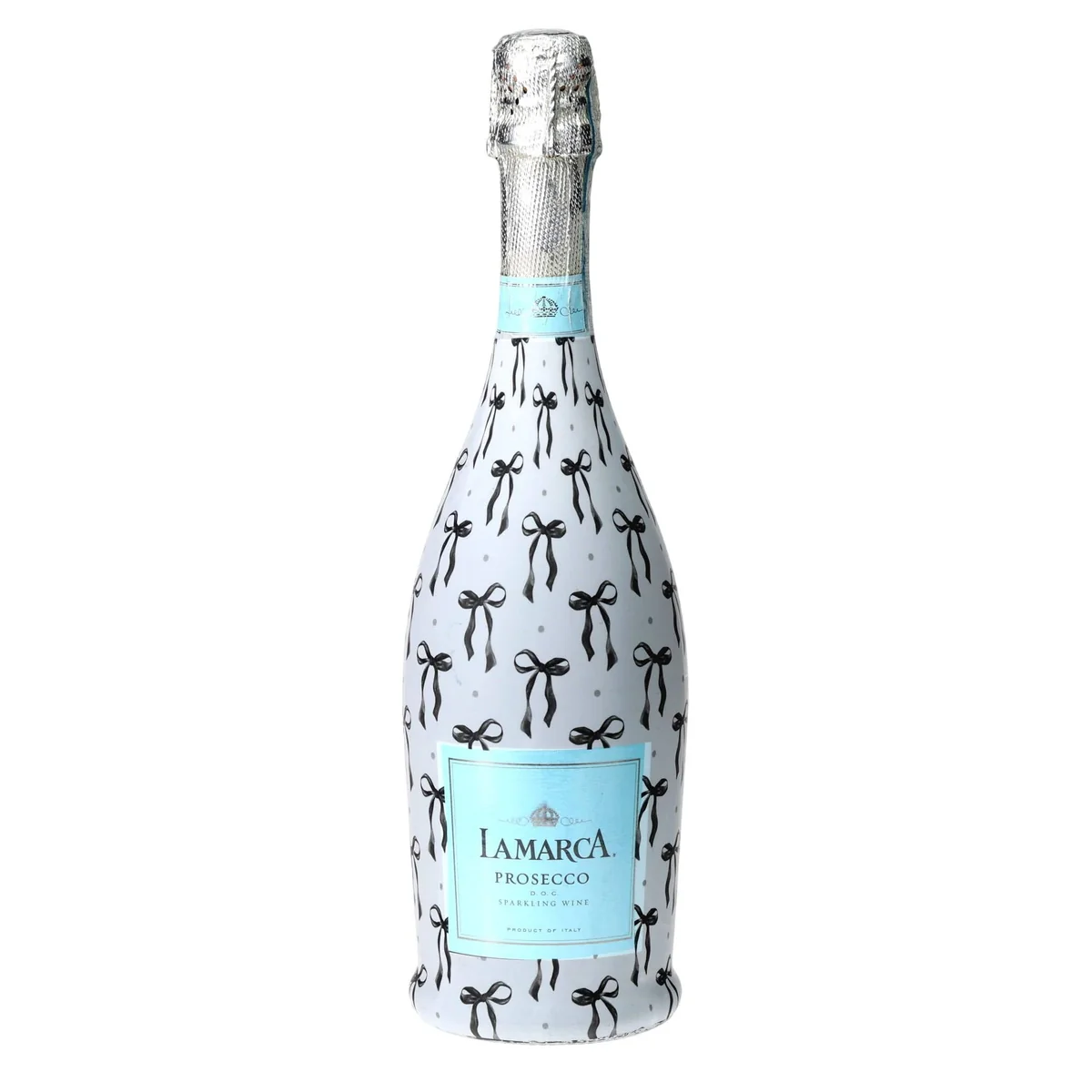 Fast Grandmillennial Black Bows Prosecco Bottle Wrap Recyclable