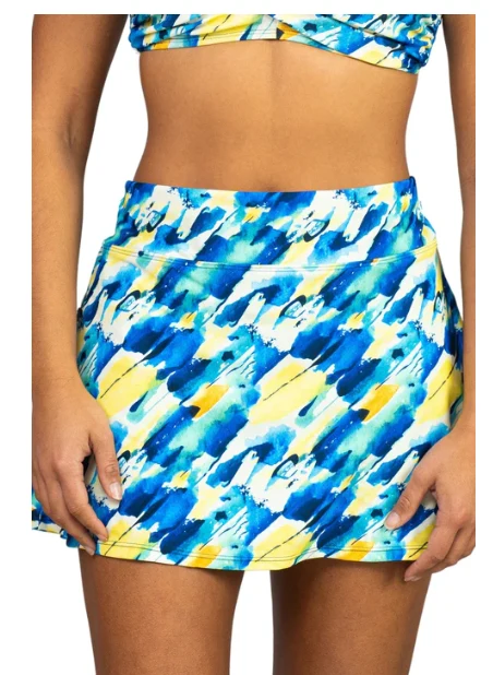 World-Class Breezy Missy Side Zipper Swim Skirt w Pockets Smooth