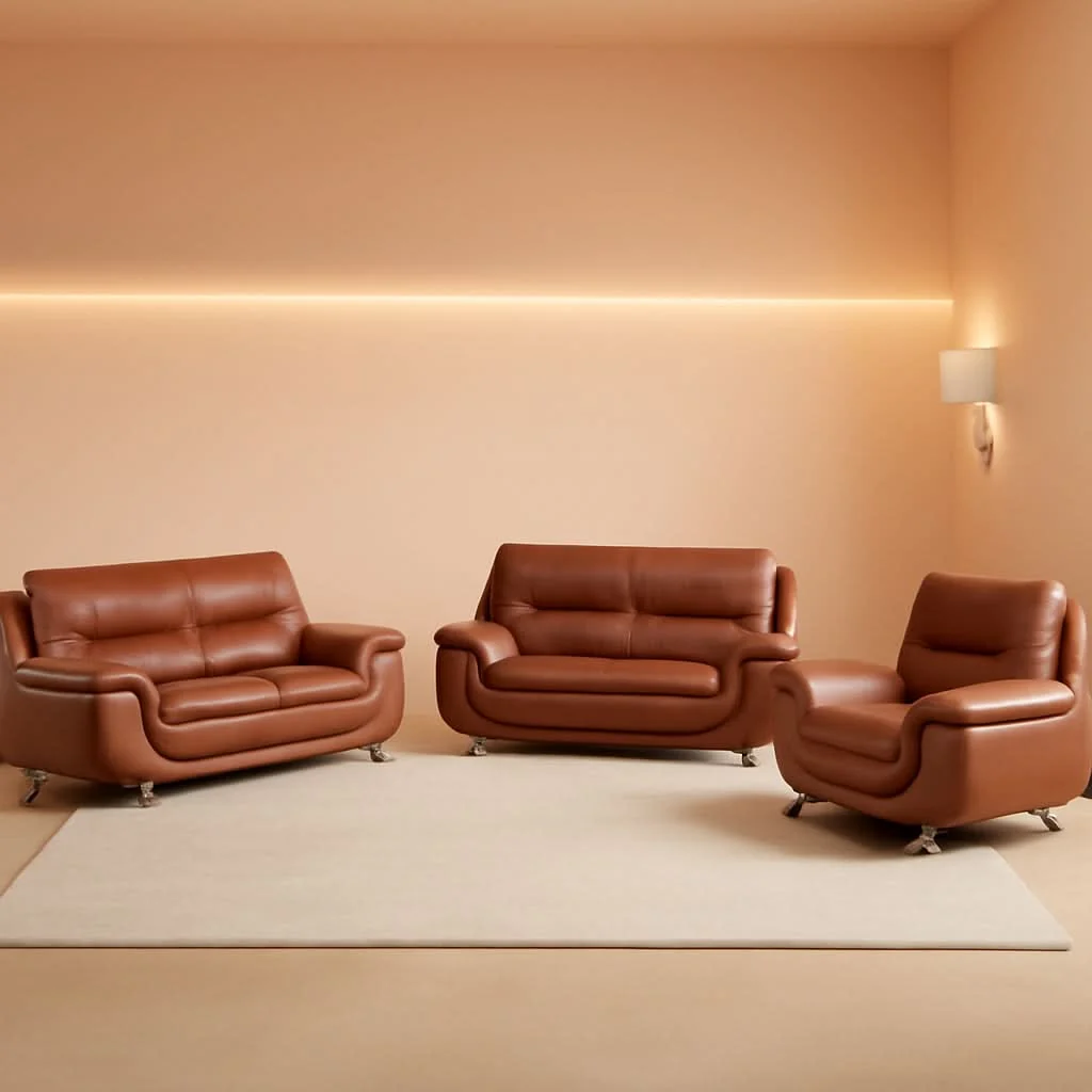 Genuine Faux Leather Sofa Set 3 Piece Living Room Furniture Responsible