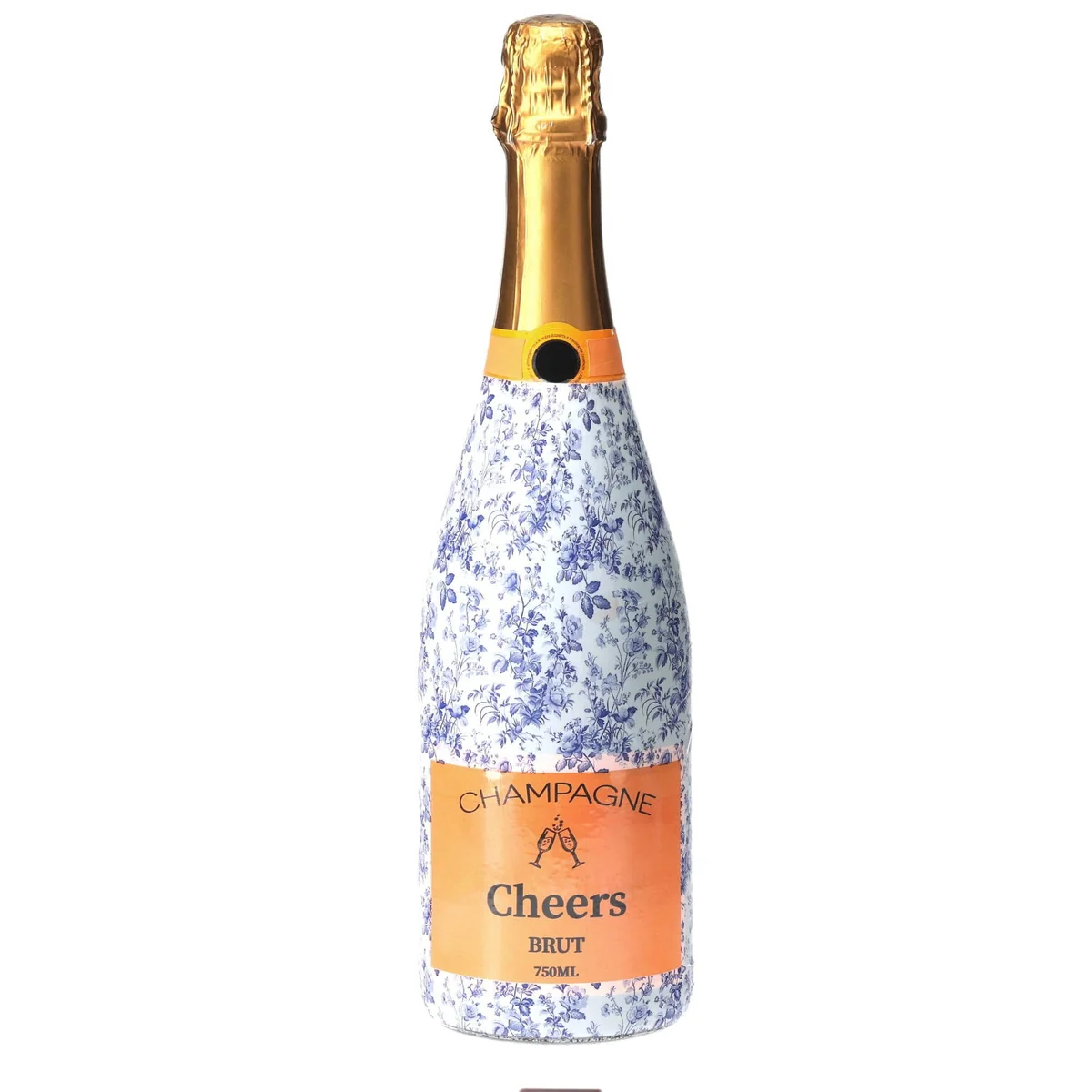 Specialty Grandmillennial Blue Floral Champagne Bottle Wrap Proven