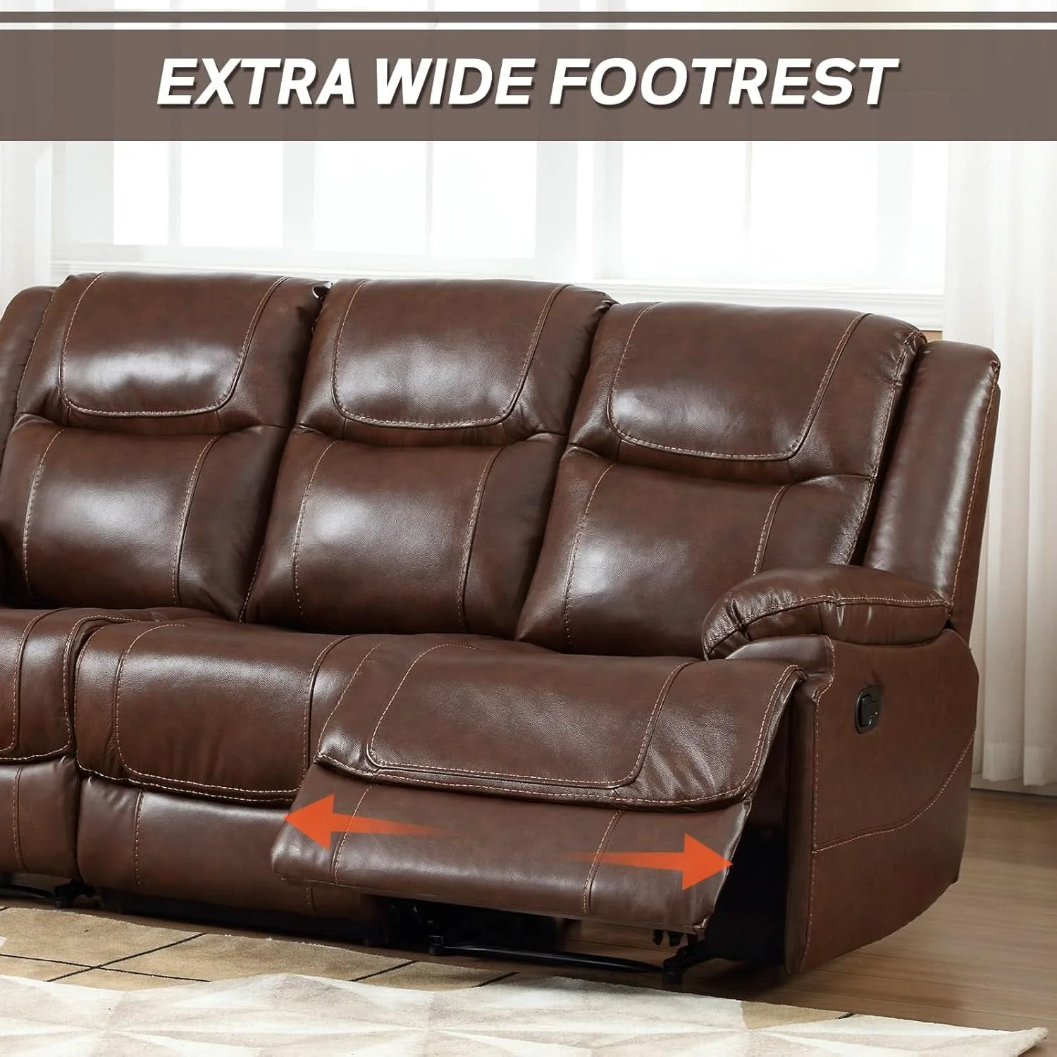 Fashionable Manual Recliner Sofa Set Brown Living Room Collection Smooth