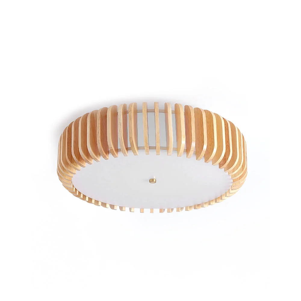 Safe Wooden Drum Ceiling Lamp Versatile