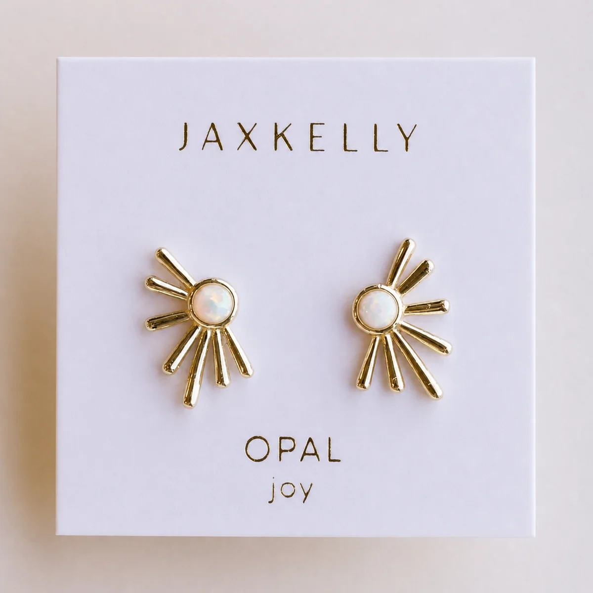Safe Sun Ray White Opal Gold Earrings Fashionable