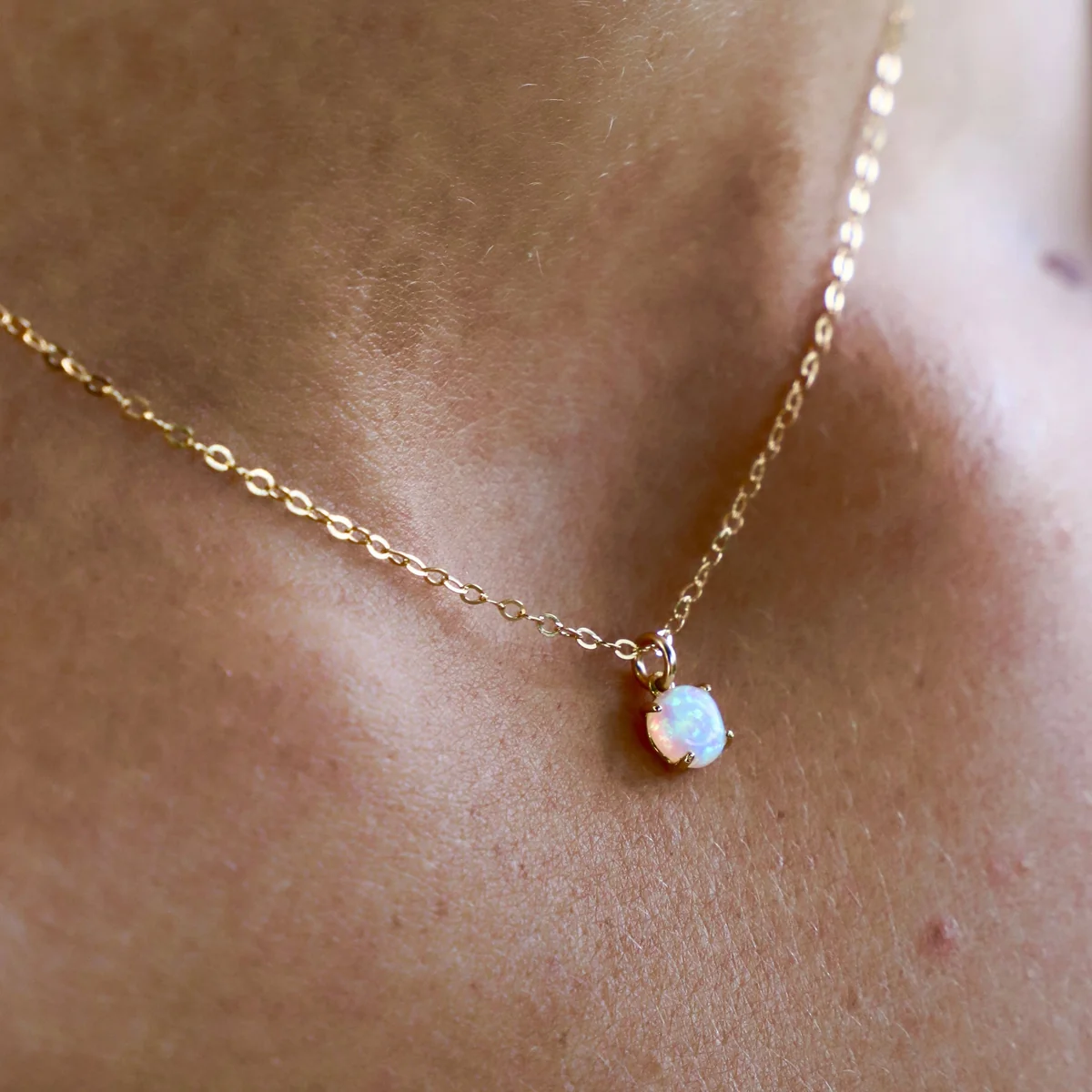 Crafted Gold Opal Gold Drop Necklace Artisan