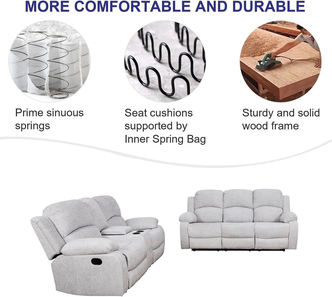 First-Class Grey Microfiber Reclining Sofa And Loveseat Set For Living Room Responsible