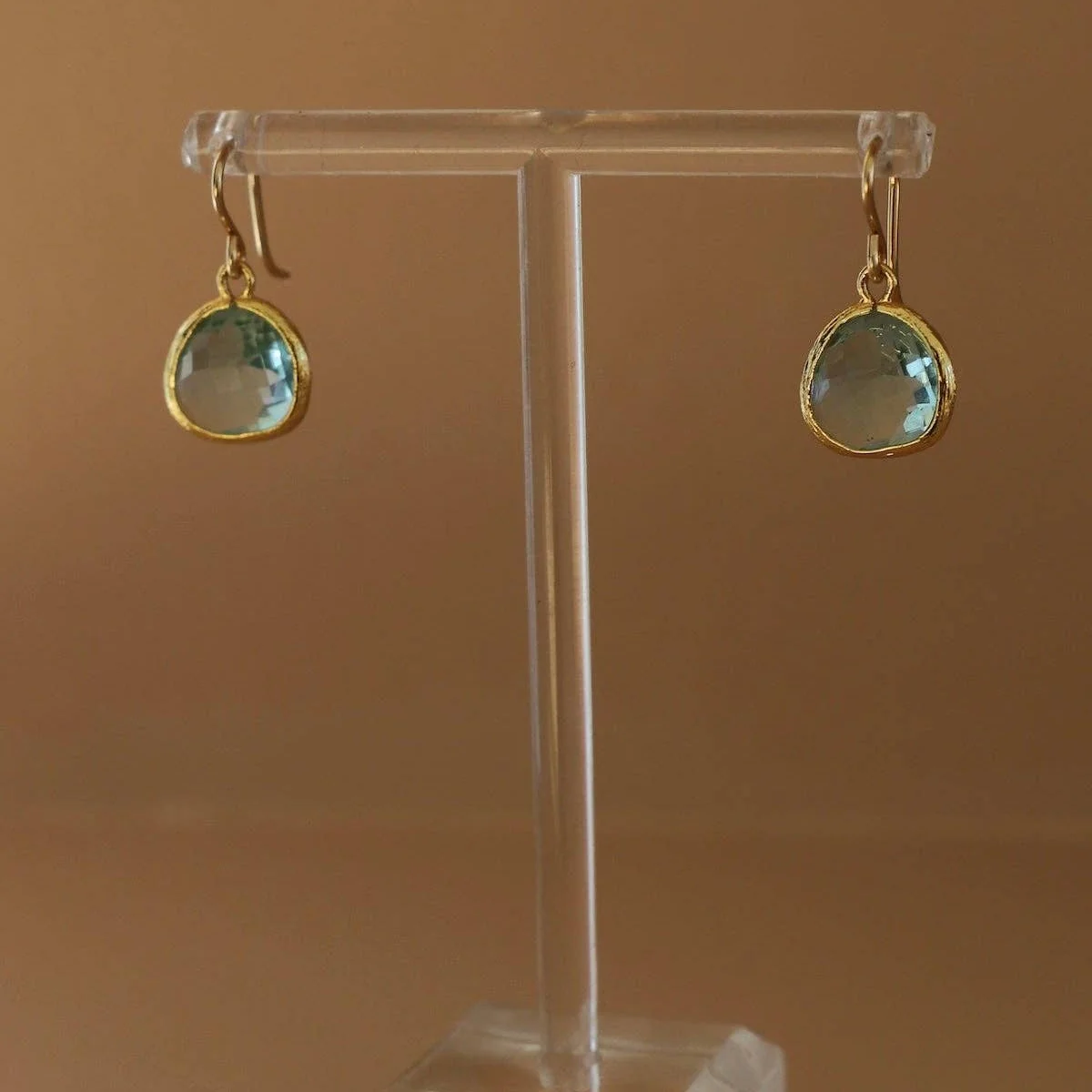 Detailed Medium Aquamarine Bezel Earrings Premium