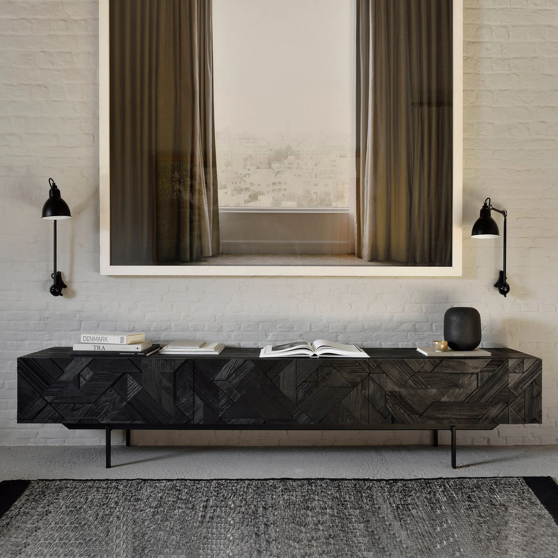 Elite Graphic TV Console Teak 240cm Carefully Designed