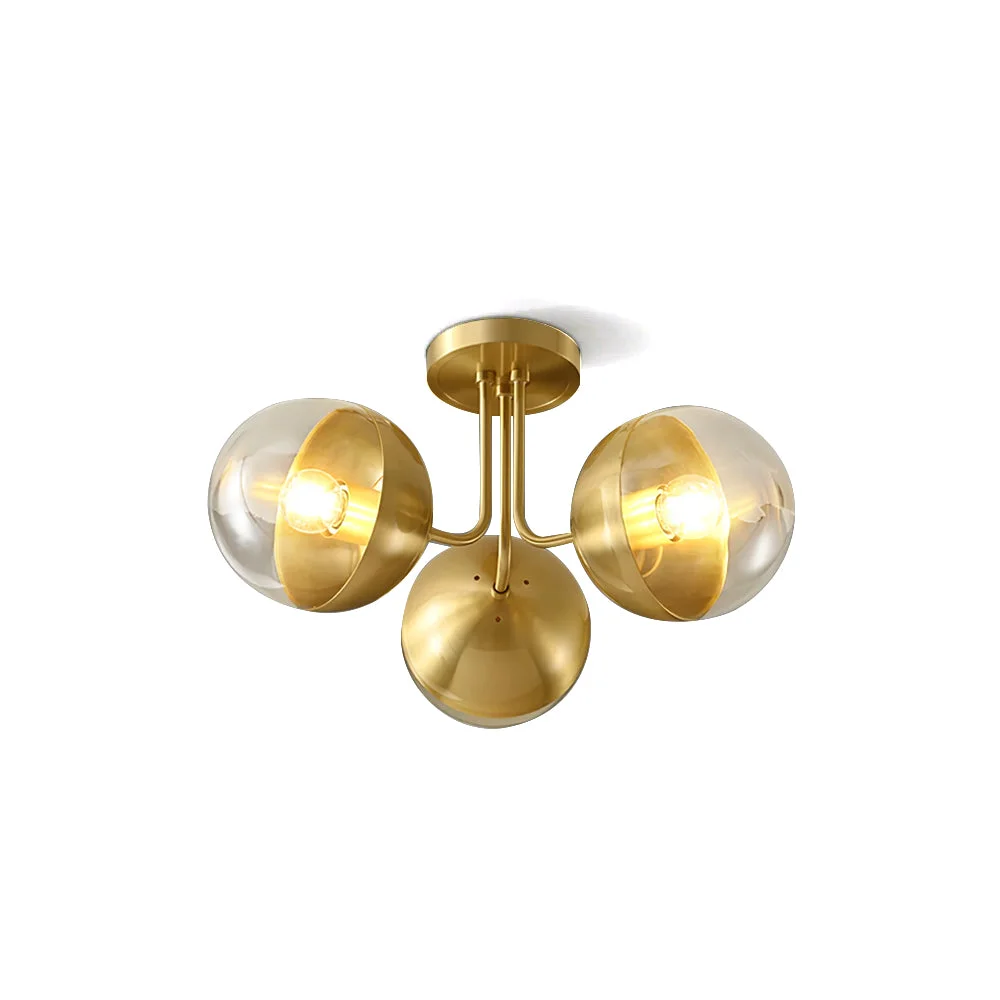 Prestigious Brass Globulars Ceiling Lamp Excellent
