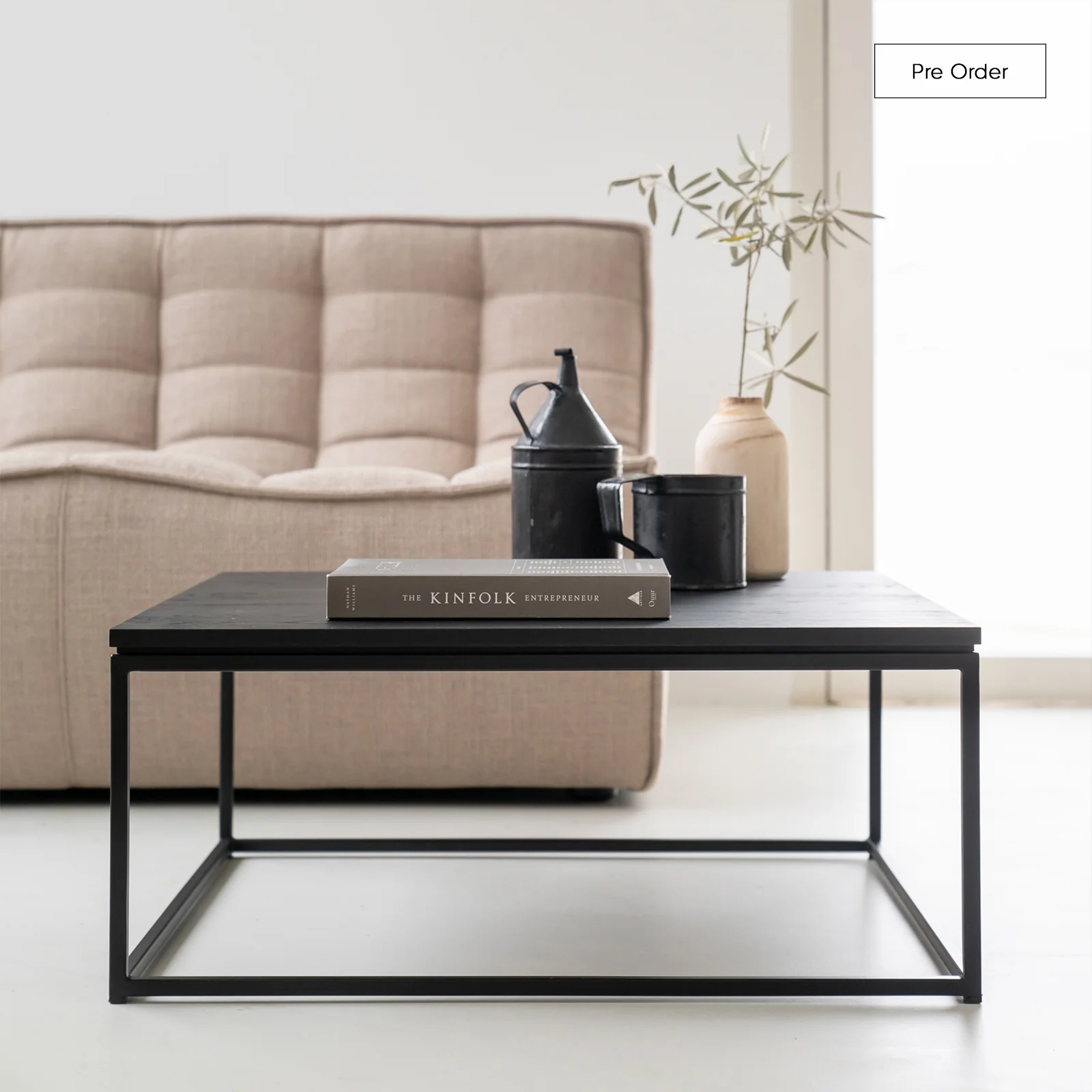 Environmentally Friendly Thin Coffee Table Black Oak Casual