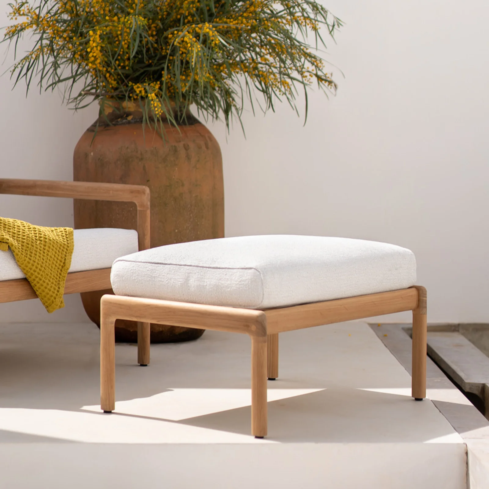 Dependable Jack Outdoor Foot Stool Teak – Off White 71cm Casual