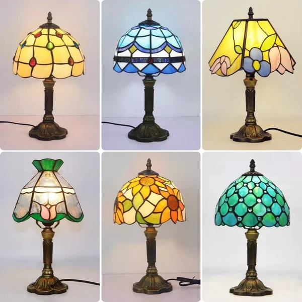 Powerful Vintage Stained Glass Desk Lamp Authentic