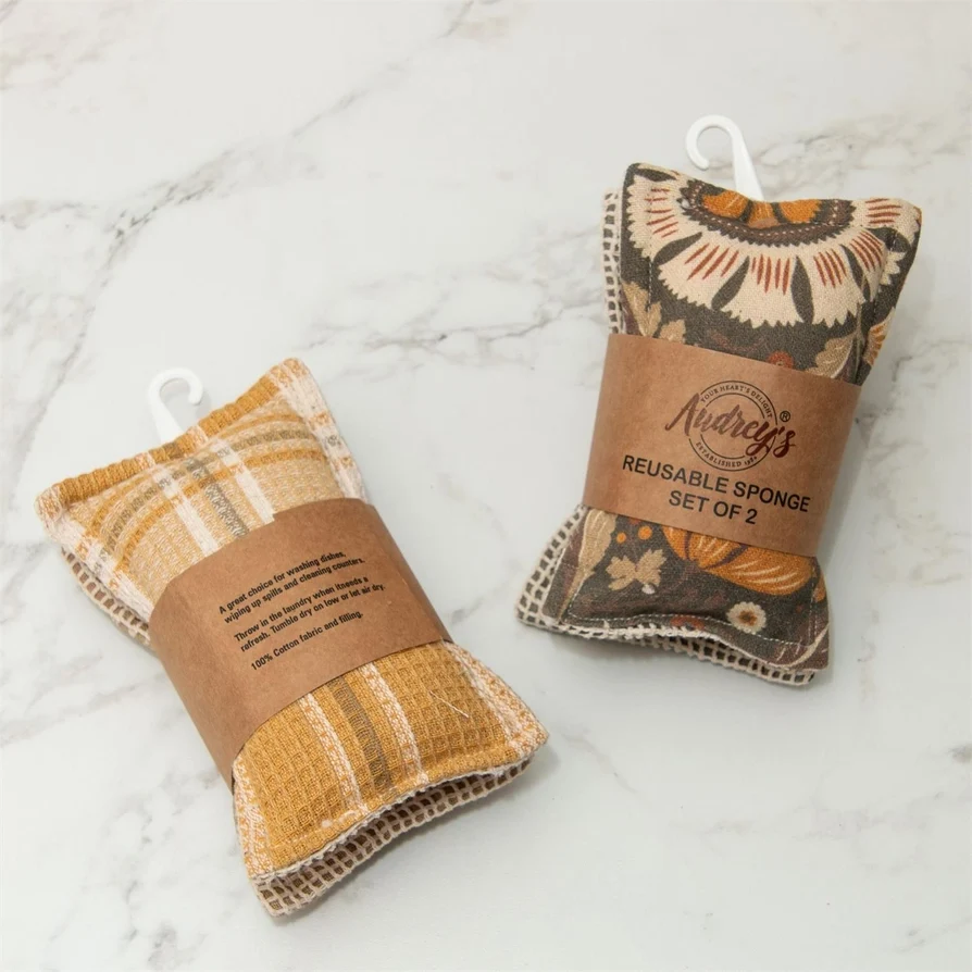 Premium Reusable Fabric Sponges Neutral Floral Classic