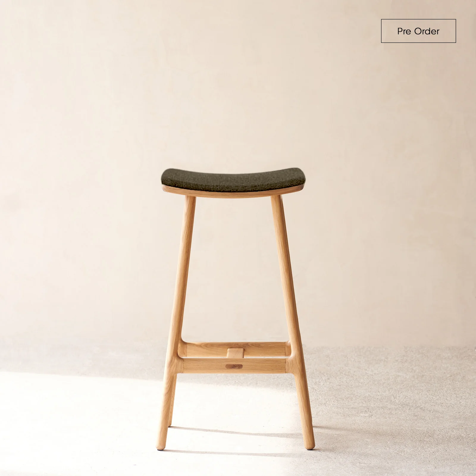 Modern Odd Bar Stool Oak Frame – Bespoke Fabric Consistent