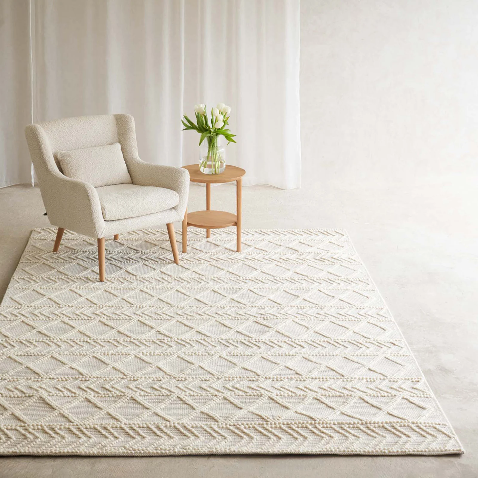 Advanced Kai Wool Rug Natural White Recyclable
