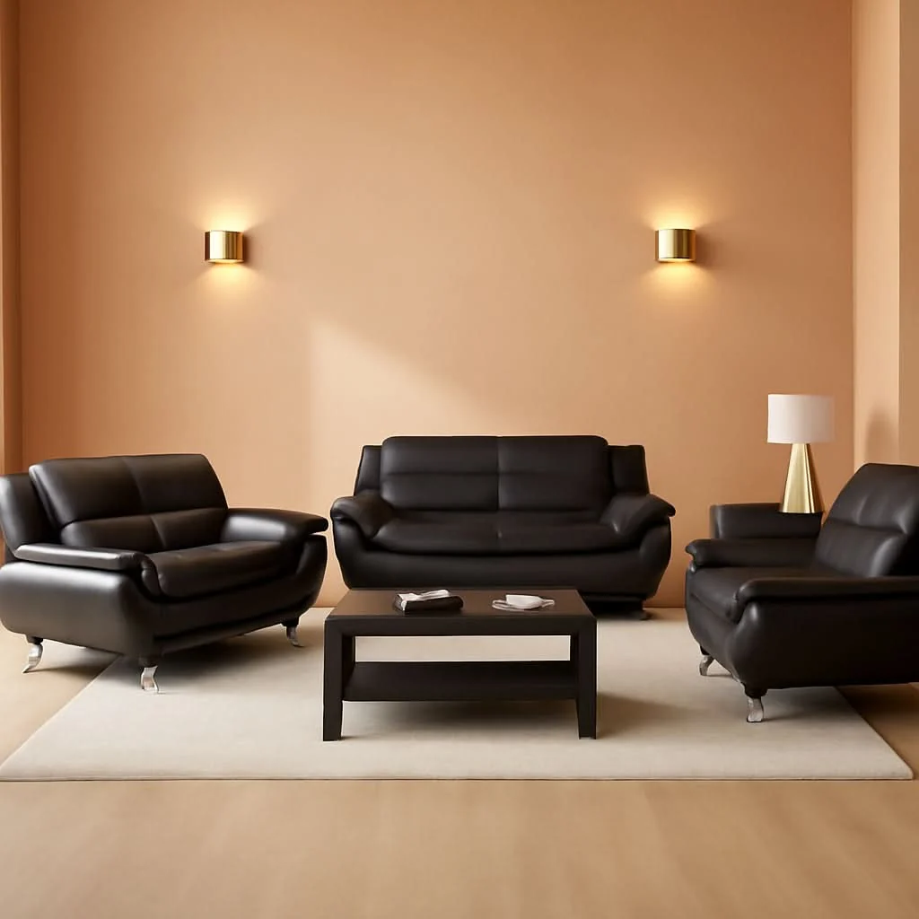 Carefully Designed 3 Piece Black Sofa Set Modern Living Room Couch Set Sofa Loveseat Chai Authentic