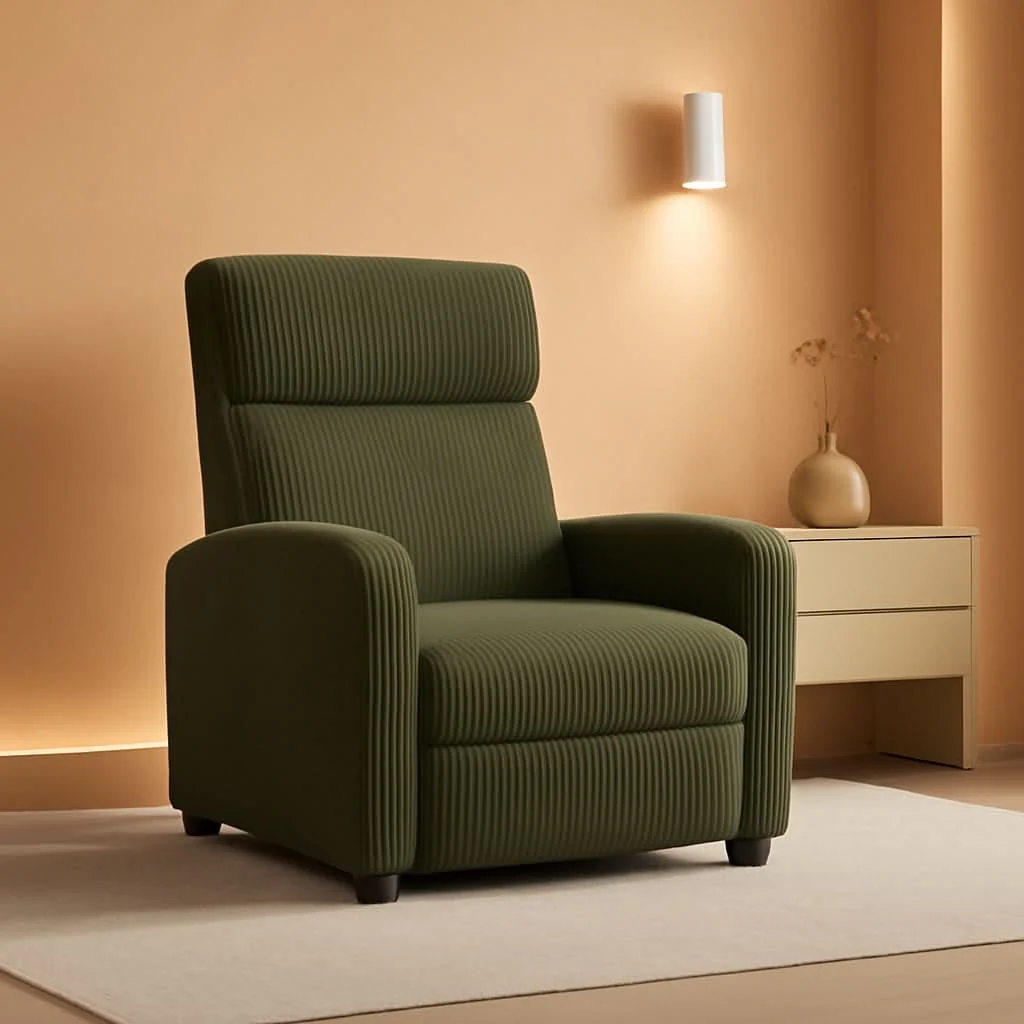 Original Design Dark Green Corduroy Adjustable Recliner Chair For Living Room Sophisticated